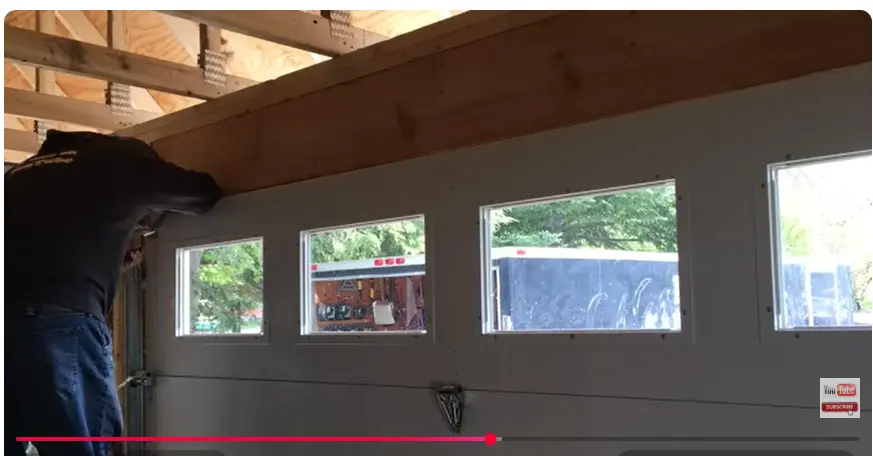 Garage door interior view during maintenance inspection